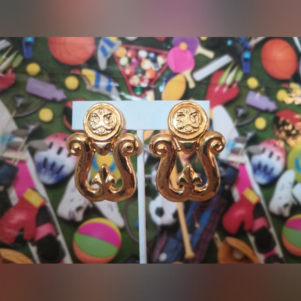 ๐ '90s Vintage Fendi Janus Large Statement Earrings - Picture 2 of 13